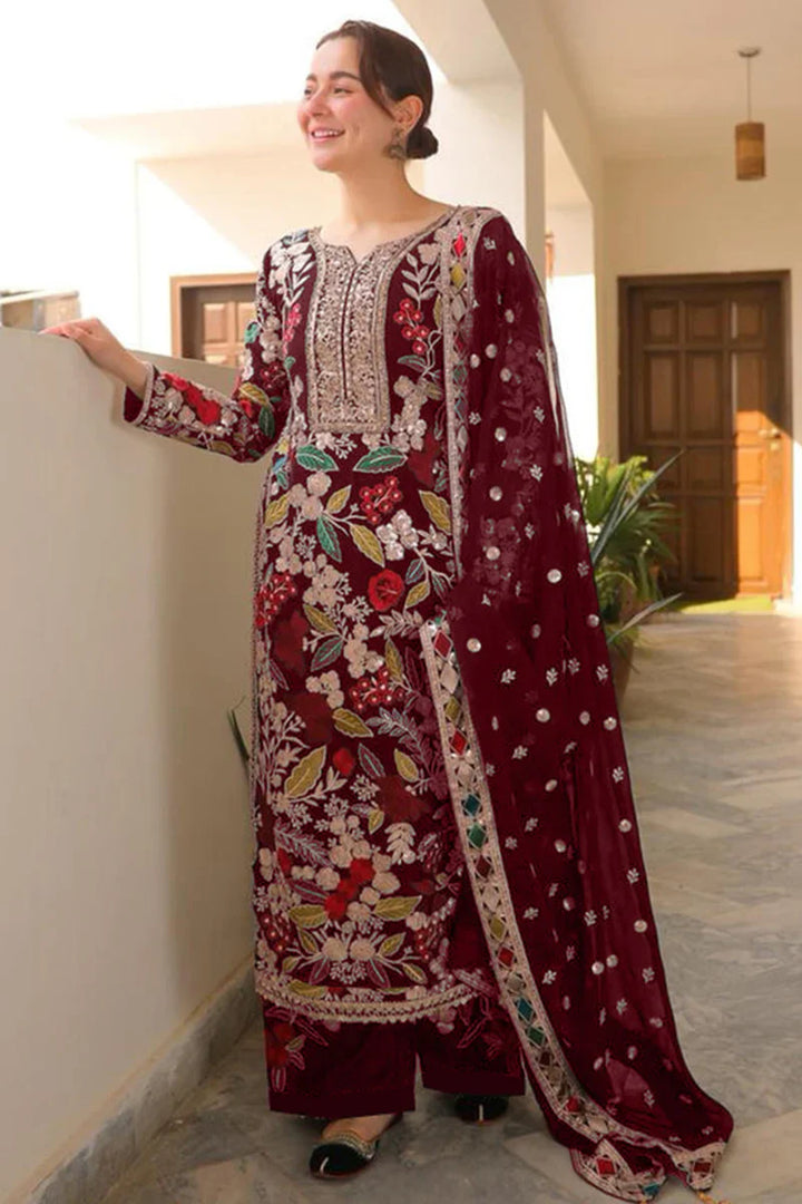 Velvet Handwork Salwar Kameez with Dupatta