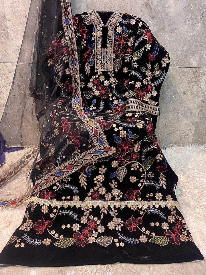 Velvet Handwork Salwar Kameez with Dupatta