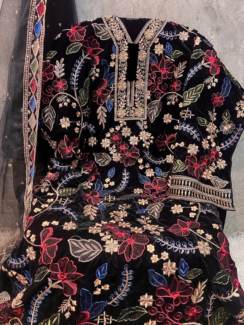 Velvet Handwork Salwar Kameez with Dupatta