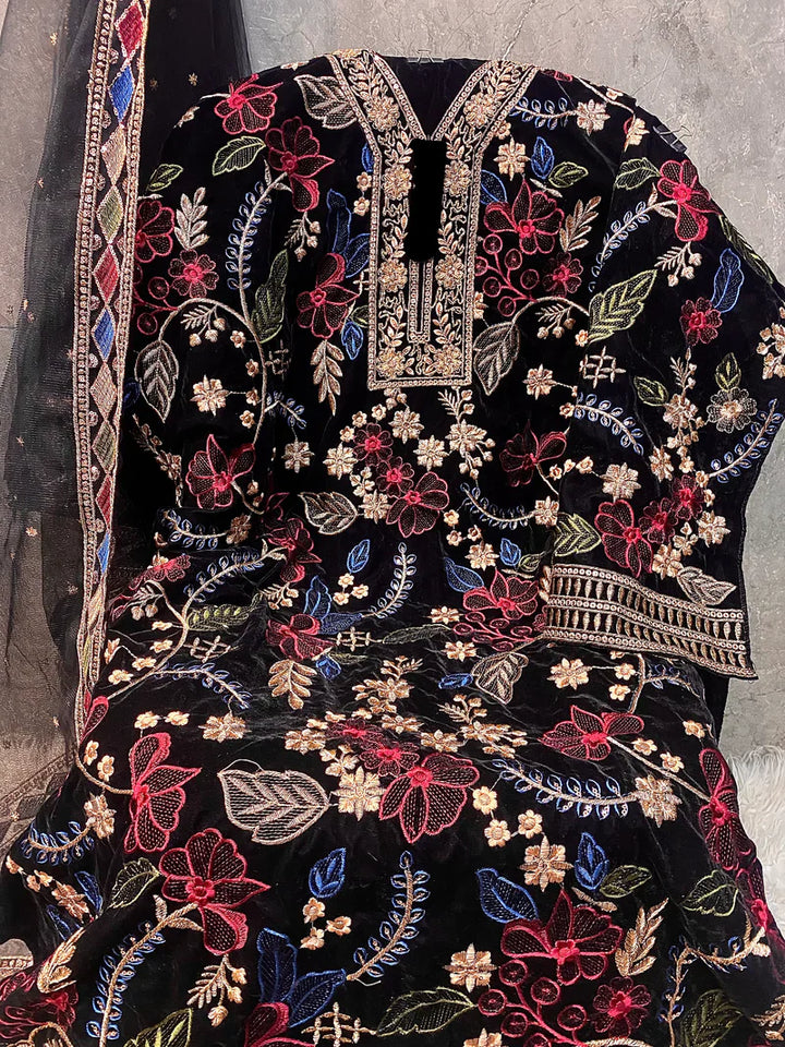 Velvet Handwork Salwar Kameez with Dupatta