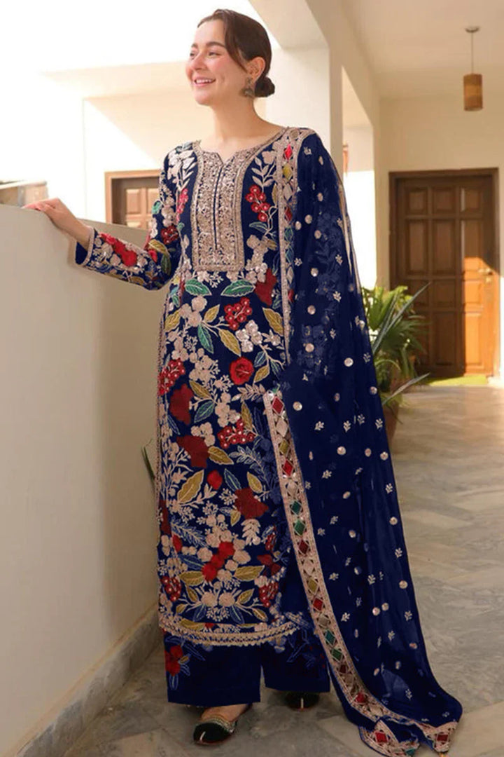 Velvet Handwork Salwar Kameez with Dupatta