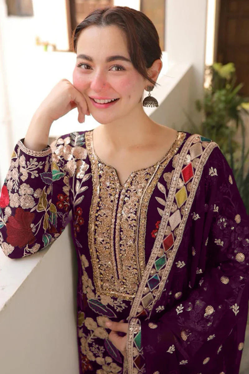 Velvet Handwork Salwar Kameez with Dupatta