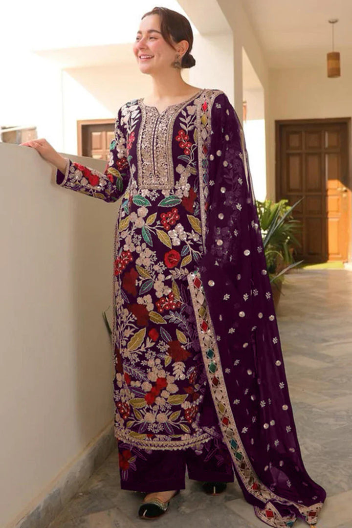 Velvet Handwork Salwar Kameez with Dupatta