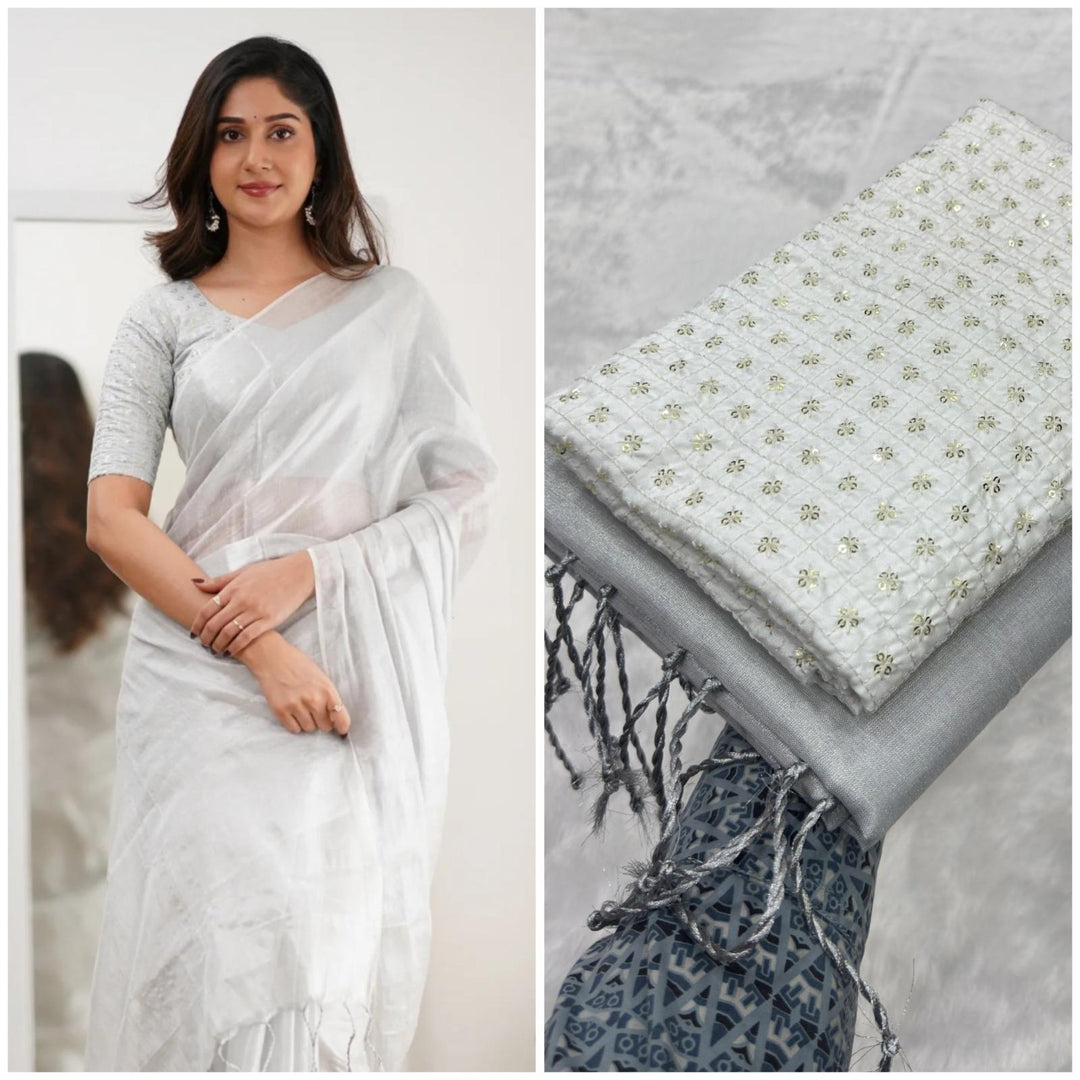 Ethereal Elegance  Plain  Silk Saree For Women