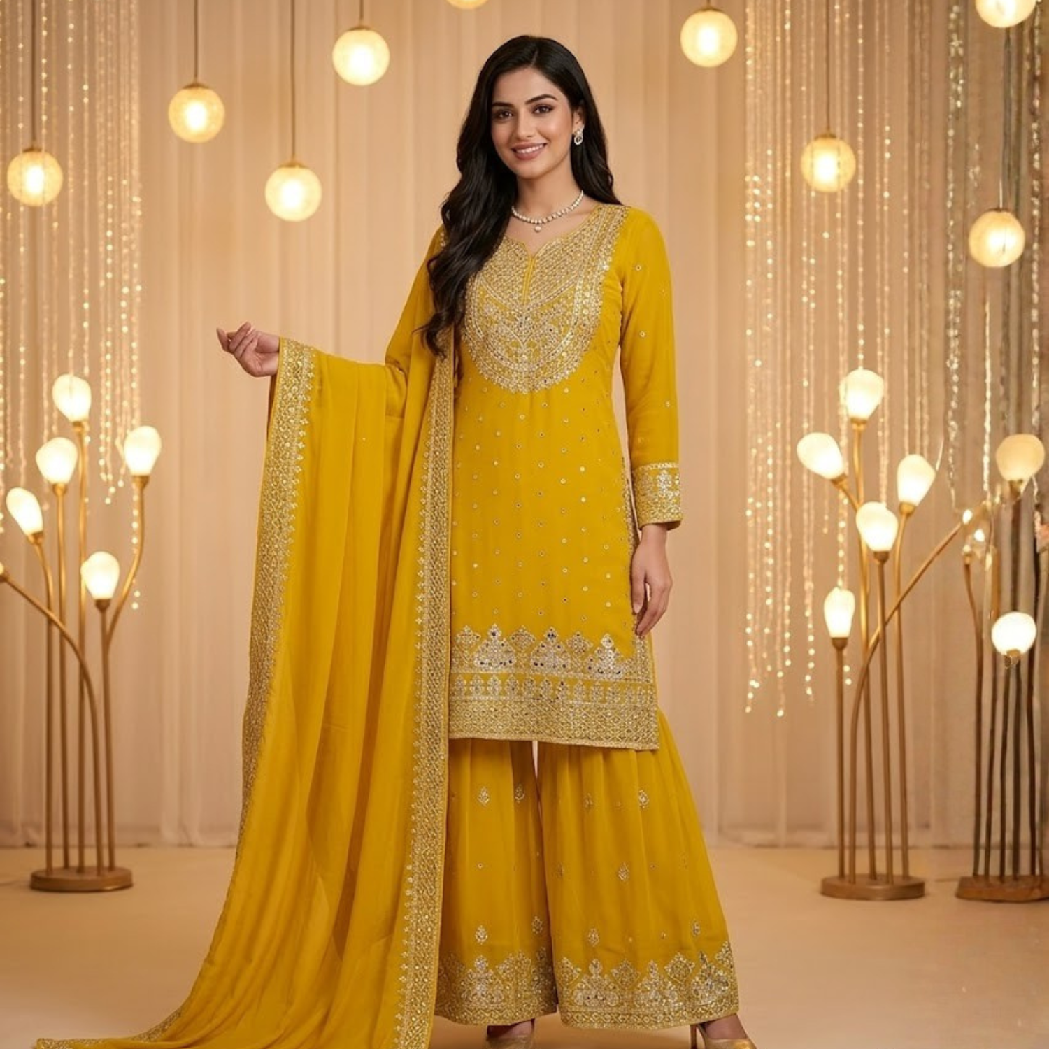 Heavy Embroidery Gharara 3Pcs Suit  Collection For Women