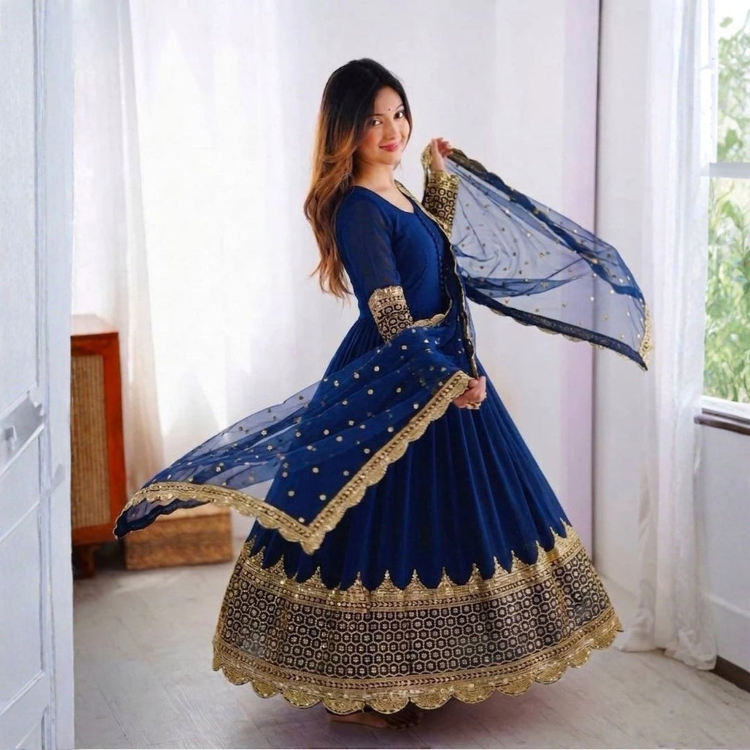 [READY STOCK] Deepavali Embroidered Anarkali Dress Set | Sequins Muslimah Baju Raya Dinner Wear