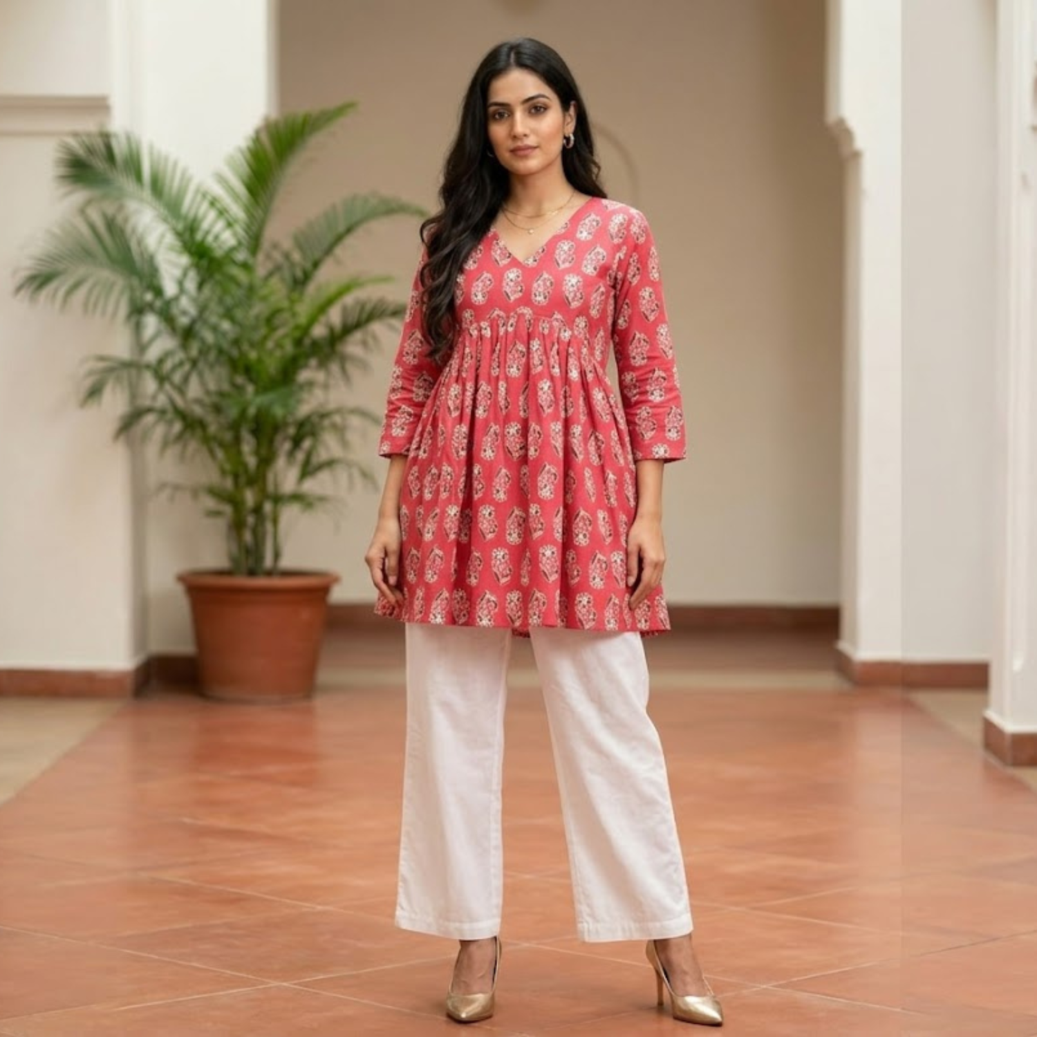 Elegant  Printed  Frock Tops  Collection For Women