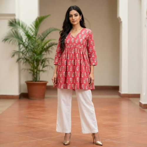 Elegant  Printed  Frock Tops  Collection For Women