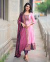 Vichitra Silk Jacquard Zari Weaving Gown with Dupatta