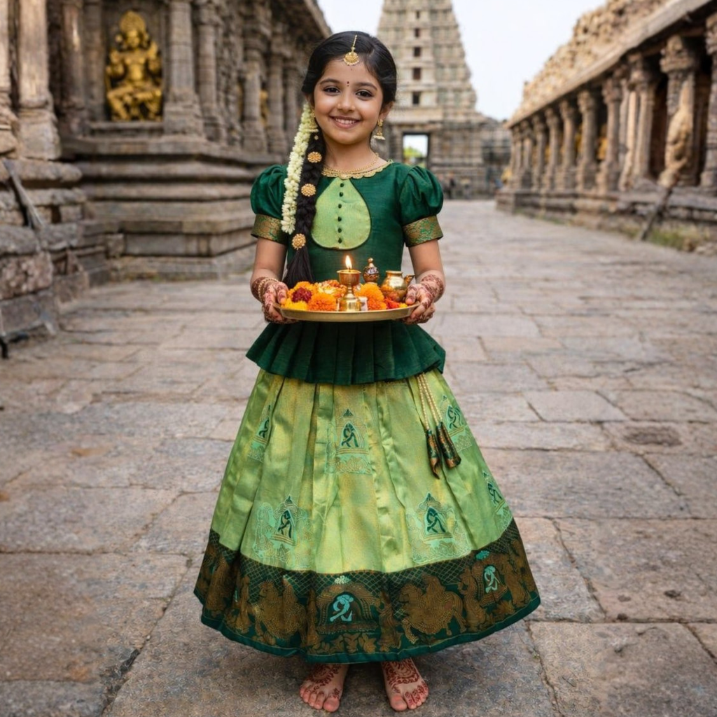 Ready to Wear Premium Kubera Silk Lehenga For Kids