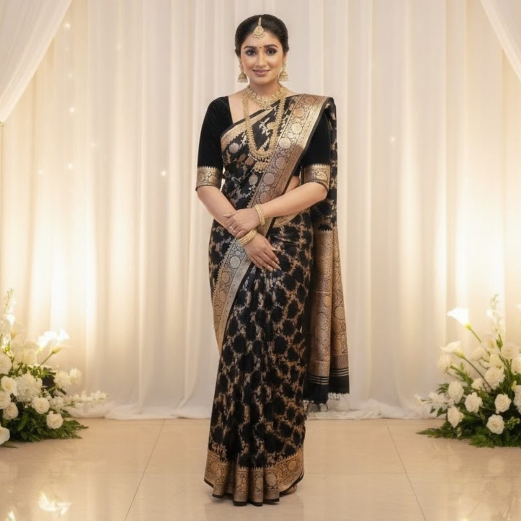 Sophisticated  Elegent Lichi Silk Saree For Women