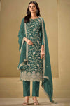 Chinon Embroidered Straight Cut Trouser Suit