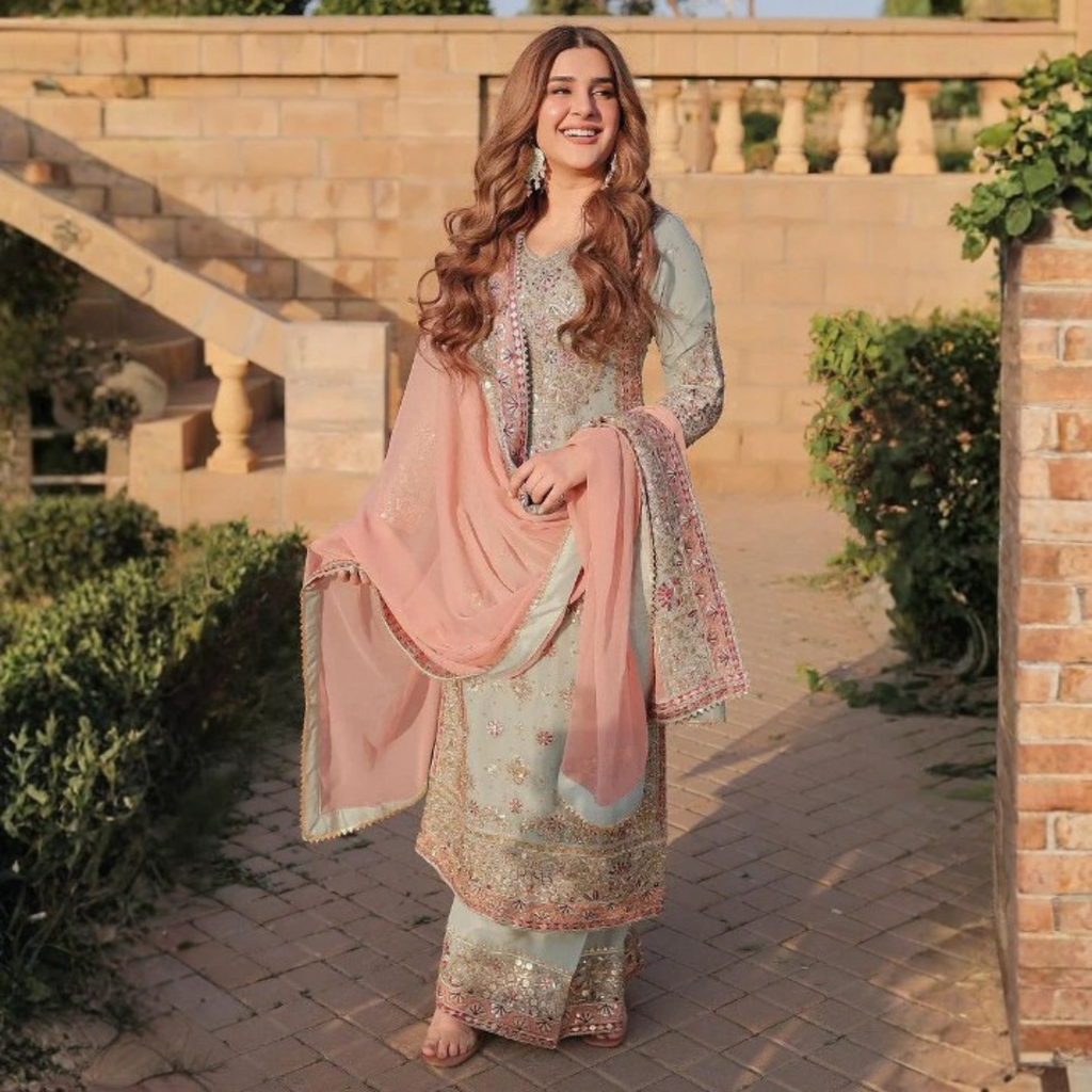Pink & Sea Green Embroidery 3Pcs Suit  For Women 003