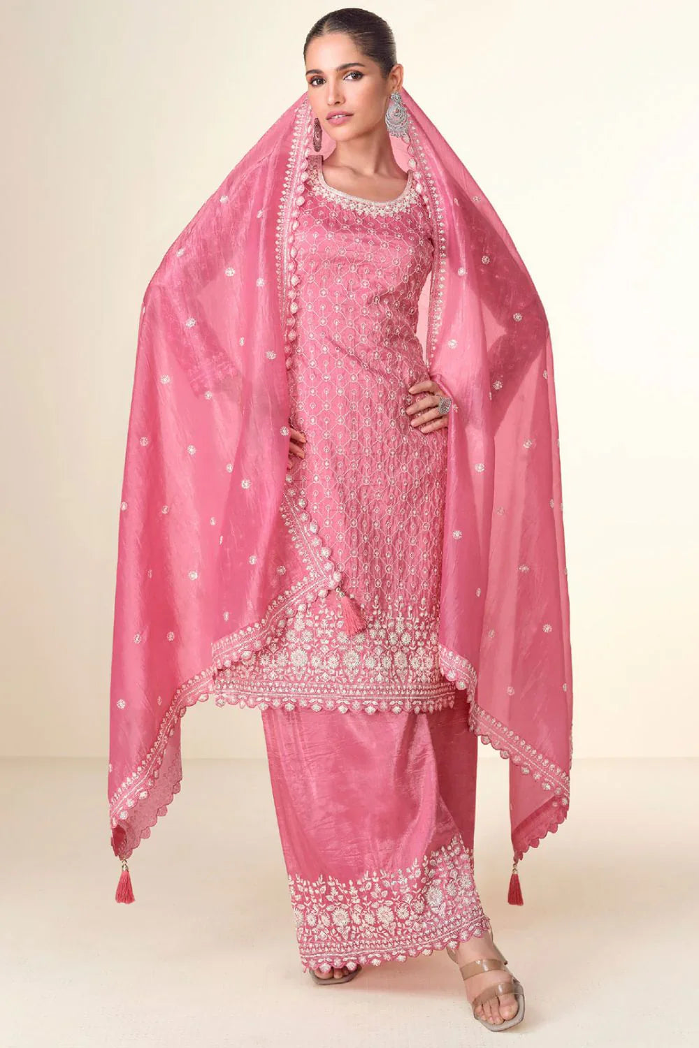 Premium Tissue Crush Sharara Style Suit