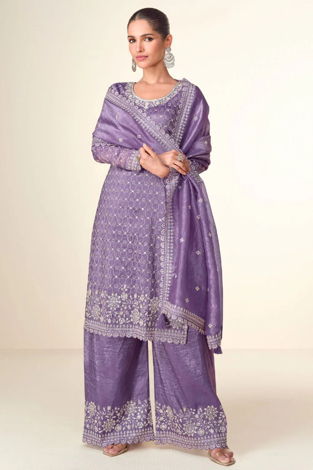 Premium Tissue Crush Sharara Style Suit