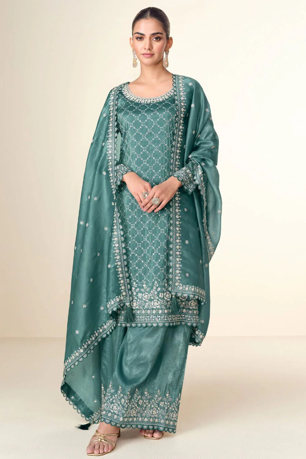 Premium Tissue Crush Sharara Style Suit