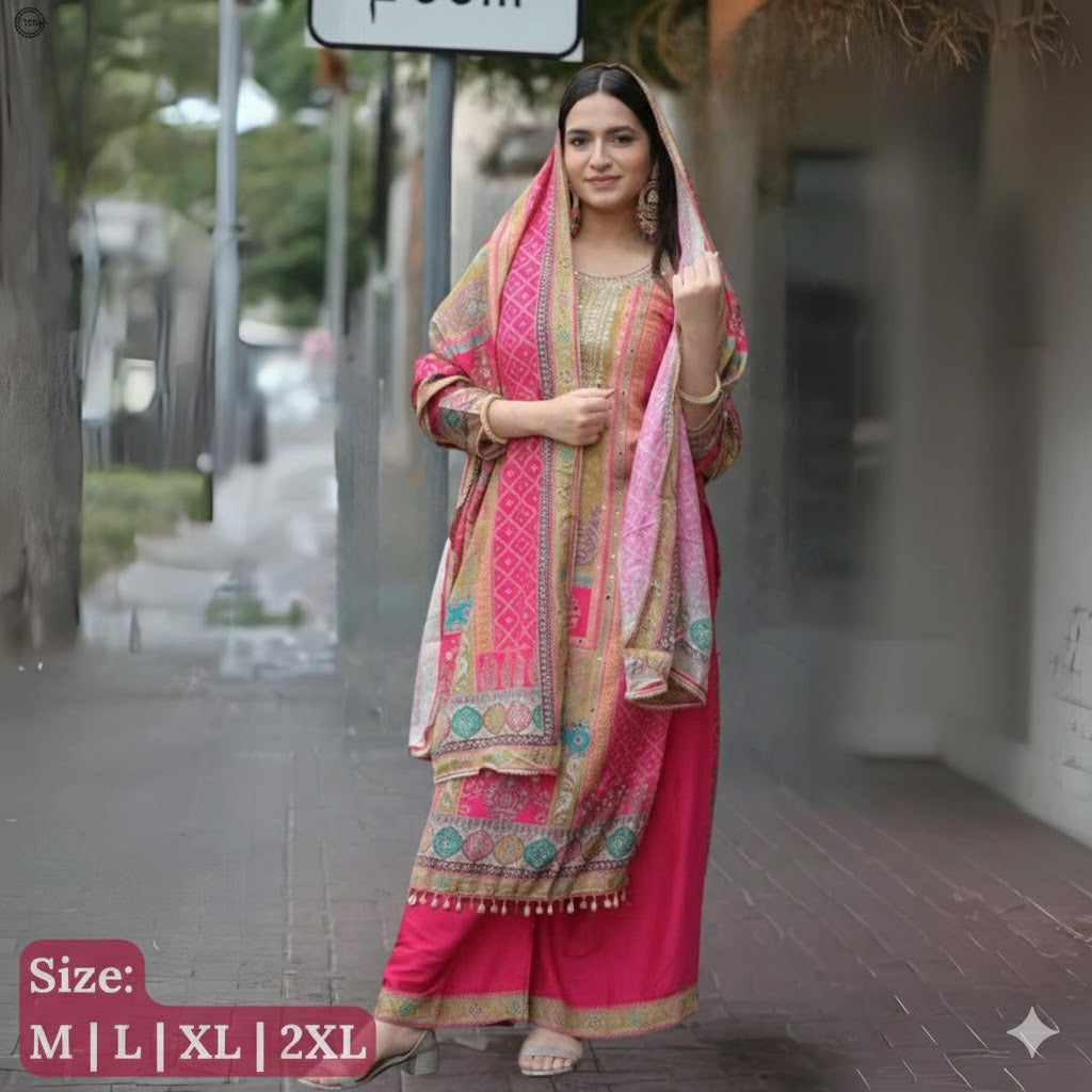 Beautiful Printed  Royan 3PCS Suit  Collection For Women