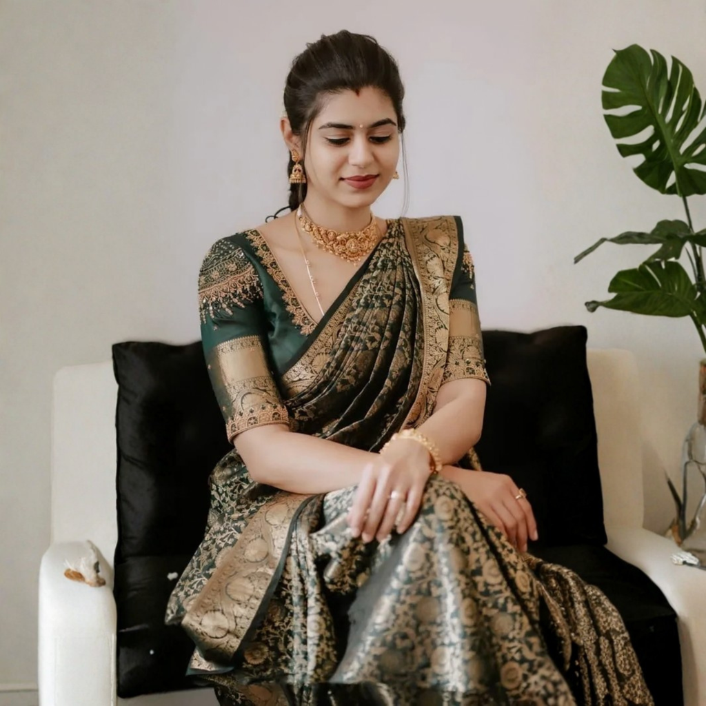 High-quality  Unstitched Banarasi Silk Saree For Women
