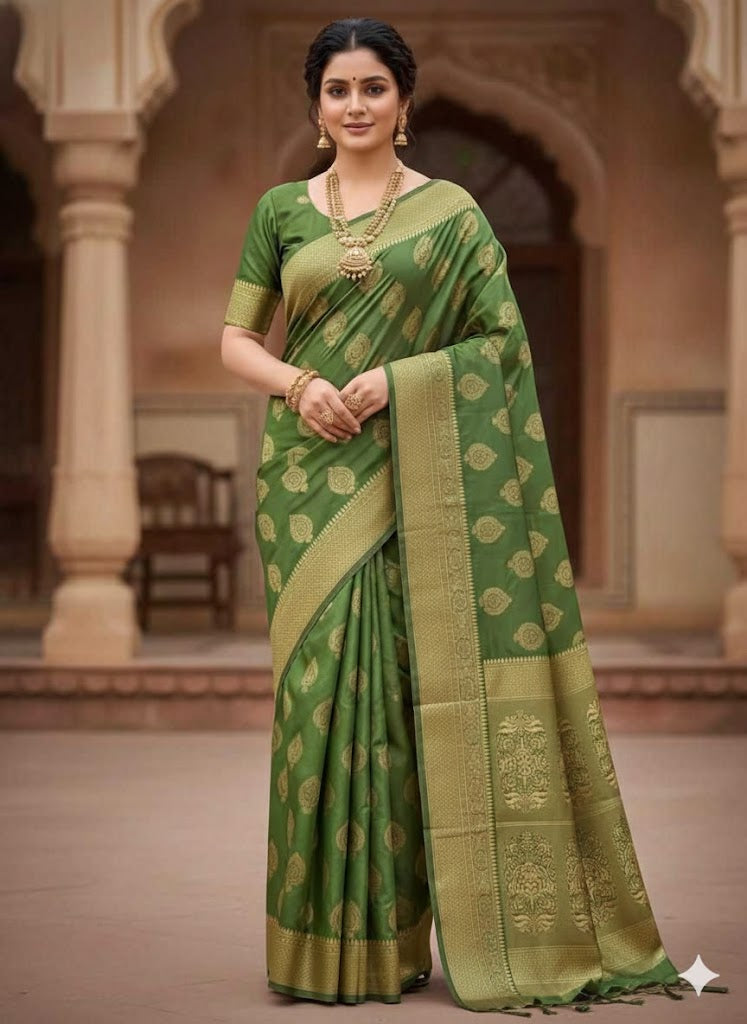 Maharani Collection: Exquisite Jacquard Silk Saree with Grand Pallu