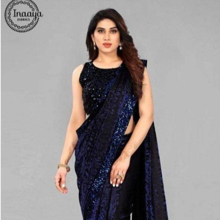 Trending  Lycra Blend Saree with Sequins work For Women