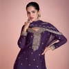 Elegant Chinon Silk Embroidered Suit