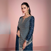Elegant Chinon Silk Embroidered Suit