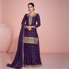 Elegant Chinon Silk Embroidered Suit
