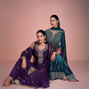 Elegant Chinon Silk Embroidered Suit