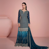 Elegant Chinon Silk Embroidered Suit