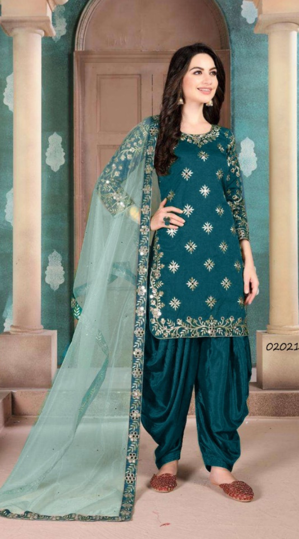 Alisha Patiala Royal Embroidered Silk Suit