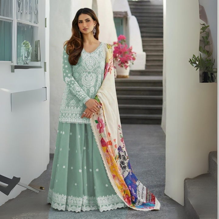 Festive Embroidered Rayon Ensemble