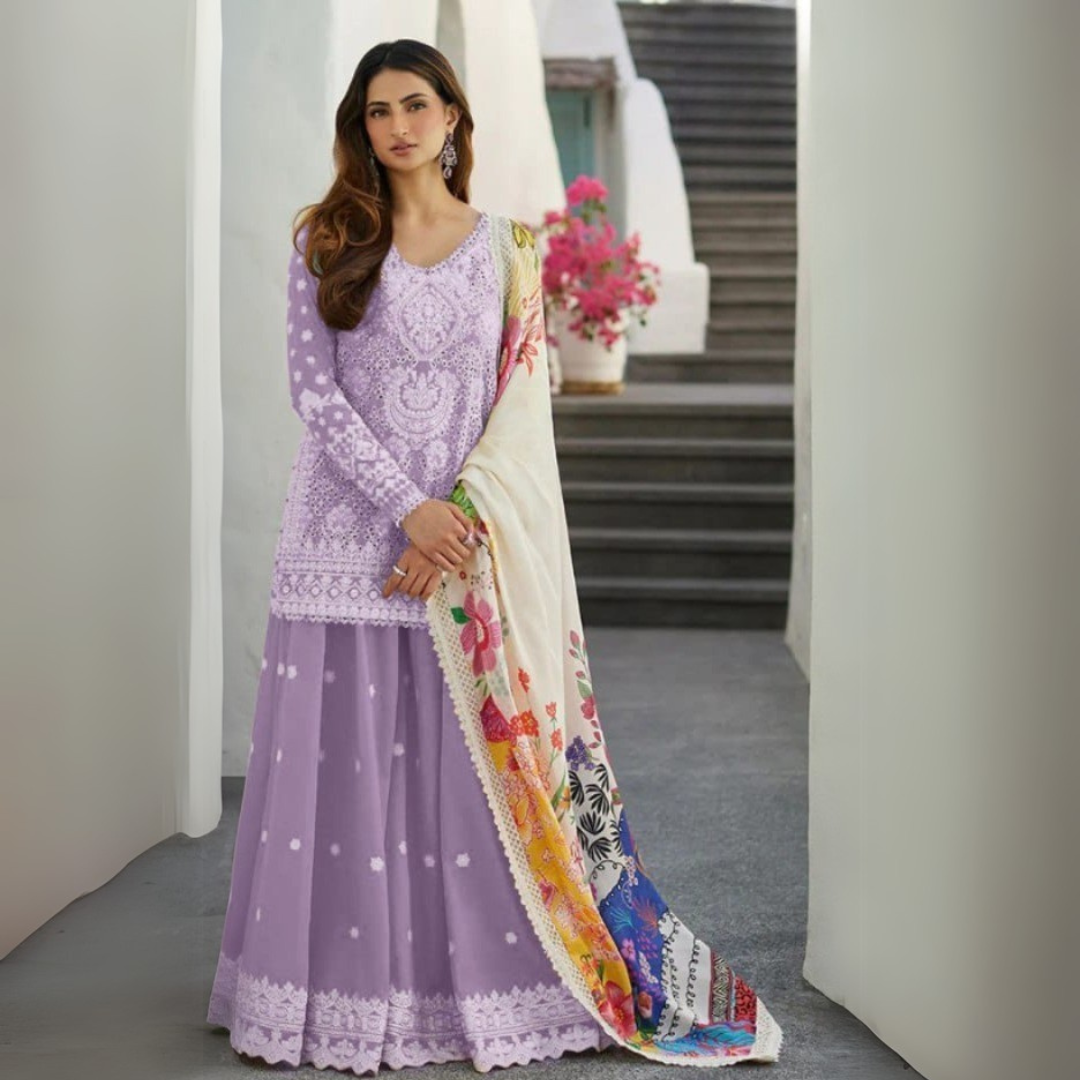 Festive Embroidered Rayon Ensemble