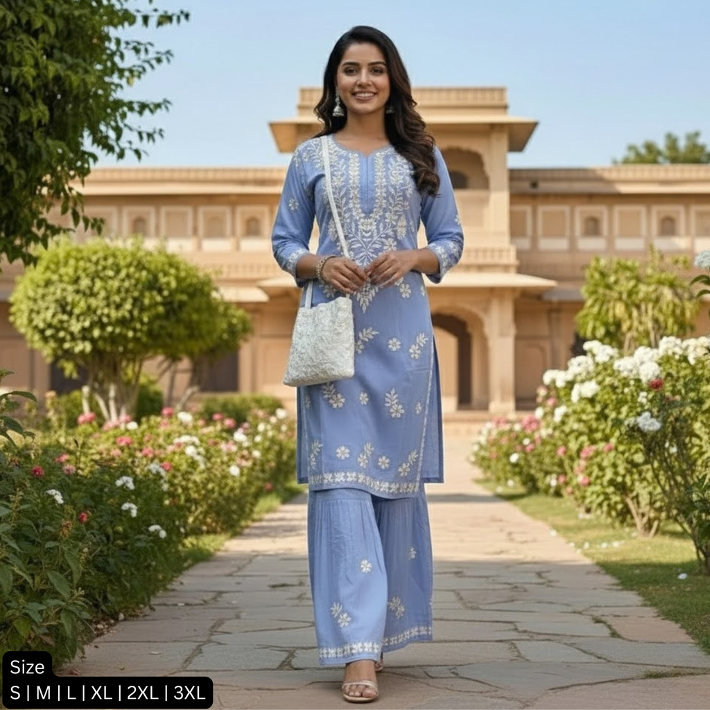 2PCS Rayon Embroidery Suit For Women 002