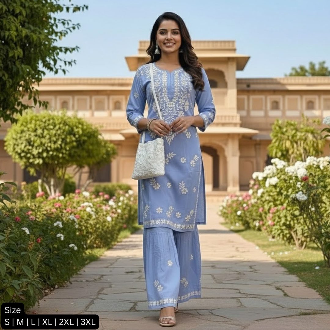2PCS Rayon Embroidery Suit For Women 002