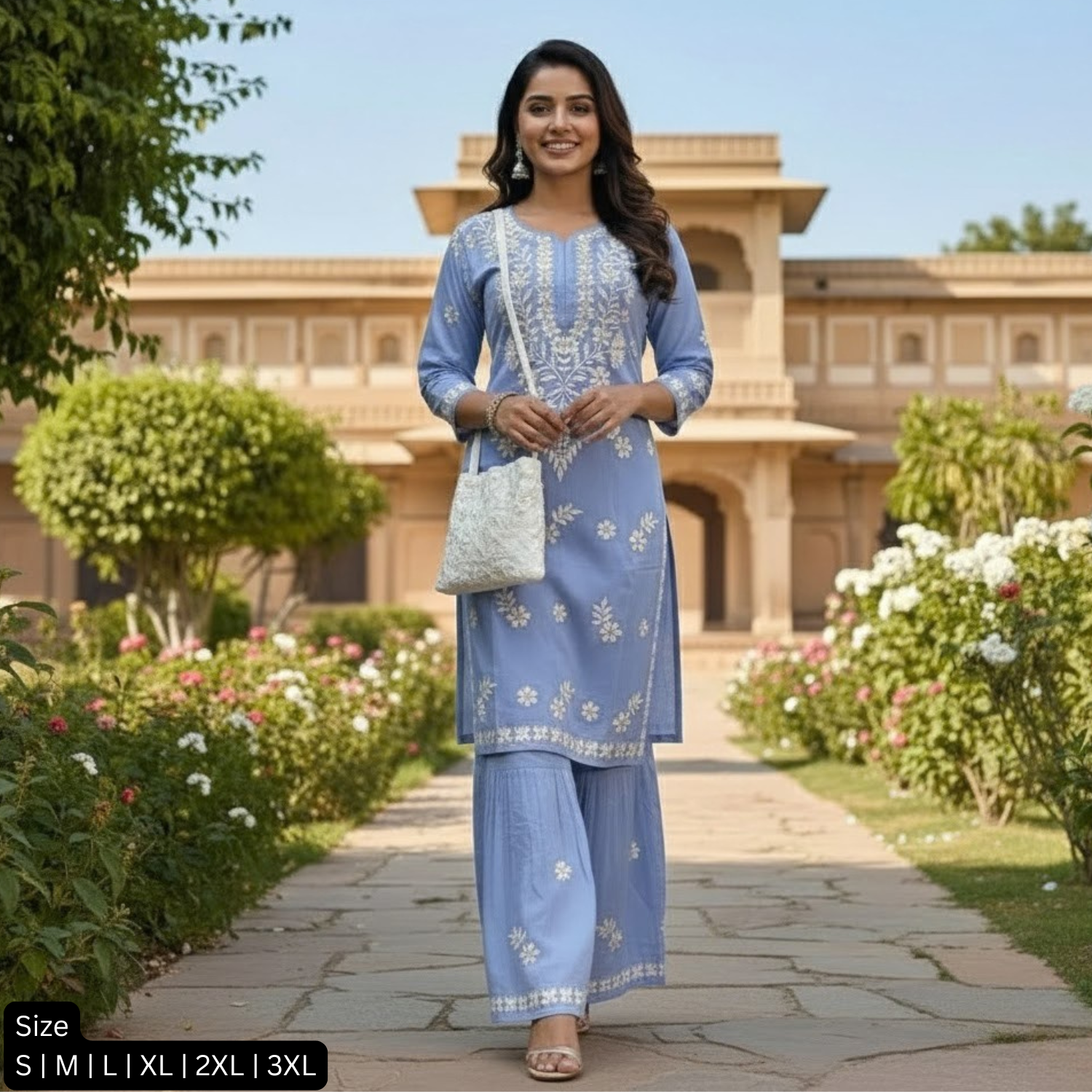 2PCS Rayon Embroidery Suit For Women 002