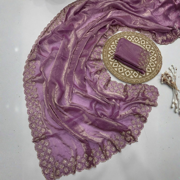 Fendy Silk Saree With Jarkan Work  Collection For Women
