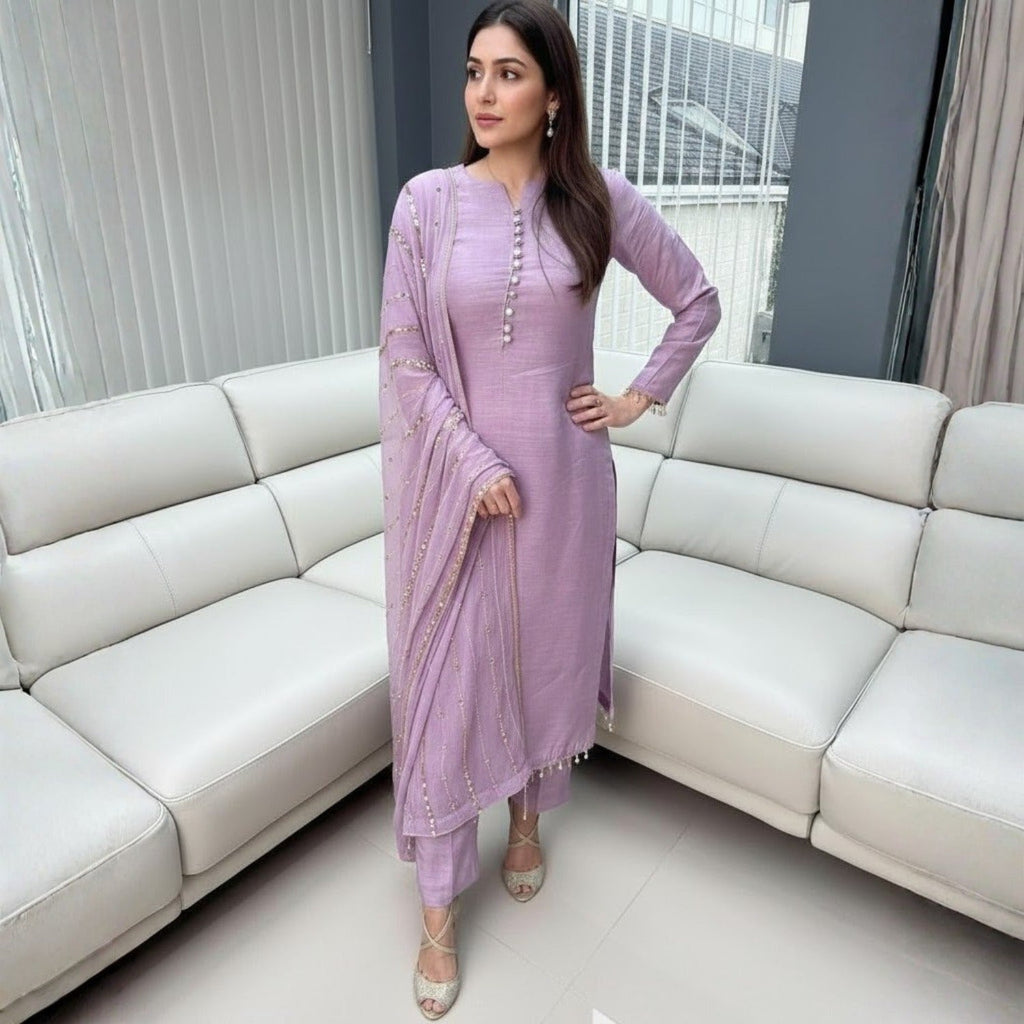 Designer Georgette Beads Works 3pcs Suit Collection For Women