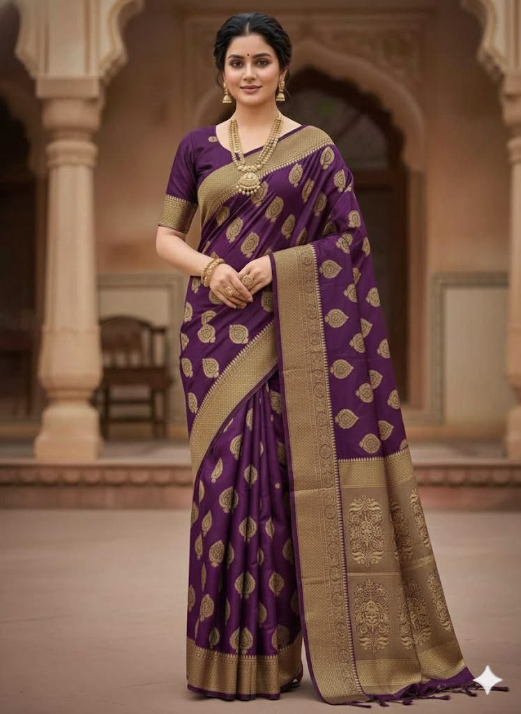 Maharani Collection: Exquisite Jacquard Silk Saree with Grand Pallu