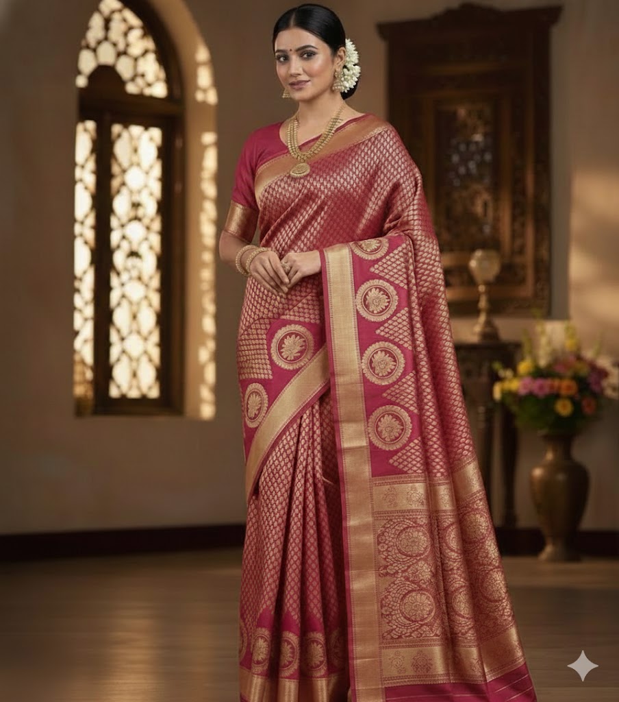 Maharani Collection: Exquisite Jacquard Silk Saree with Grand Pallu