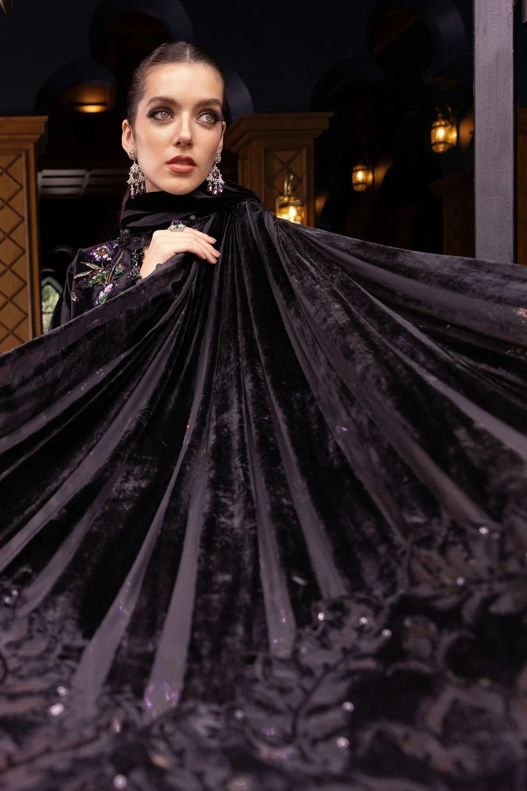 Sequin Embroidered Sheesha Silk  3-Piece Formal Suit with Silk Dupatta | Ready to Wear