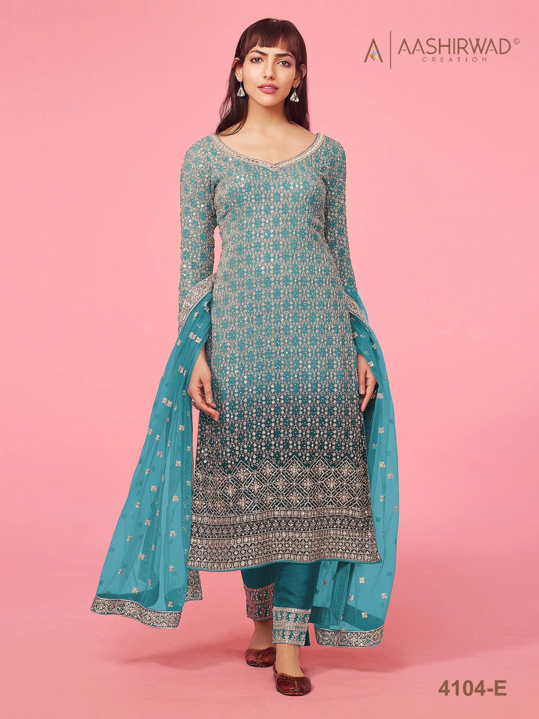 Heavy Soft breathable Georgette With Embroidery Work With Cording