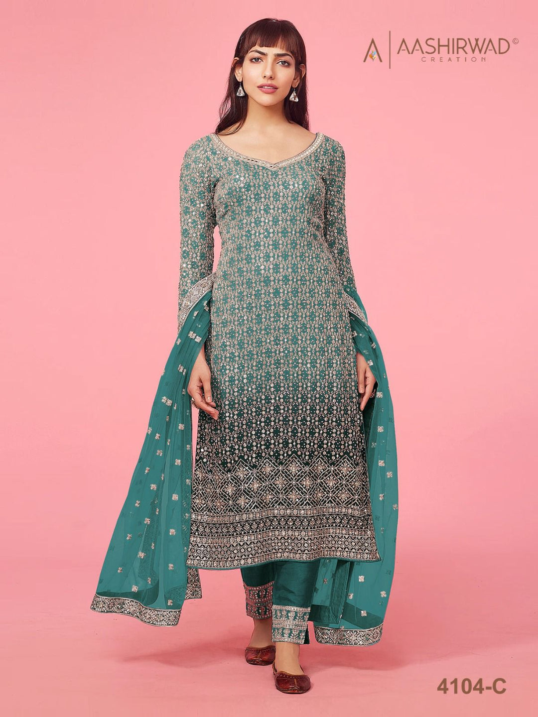 Heavy Soft breathable Georgette With Embroidery Work With Cording