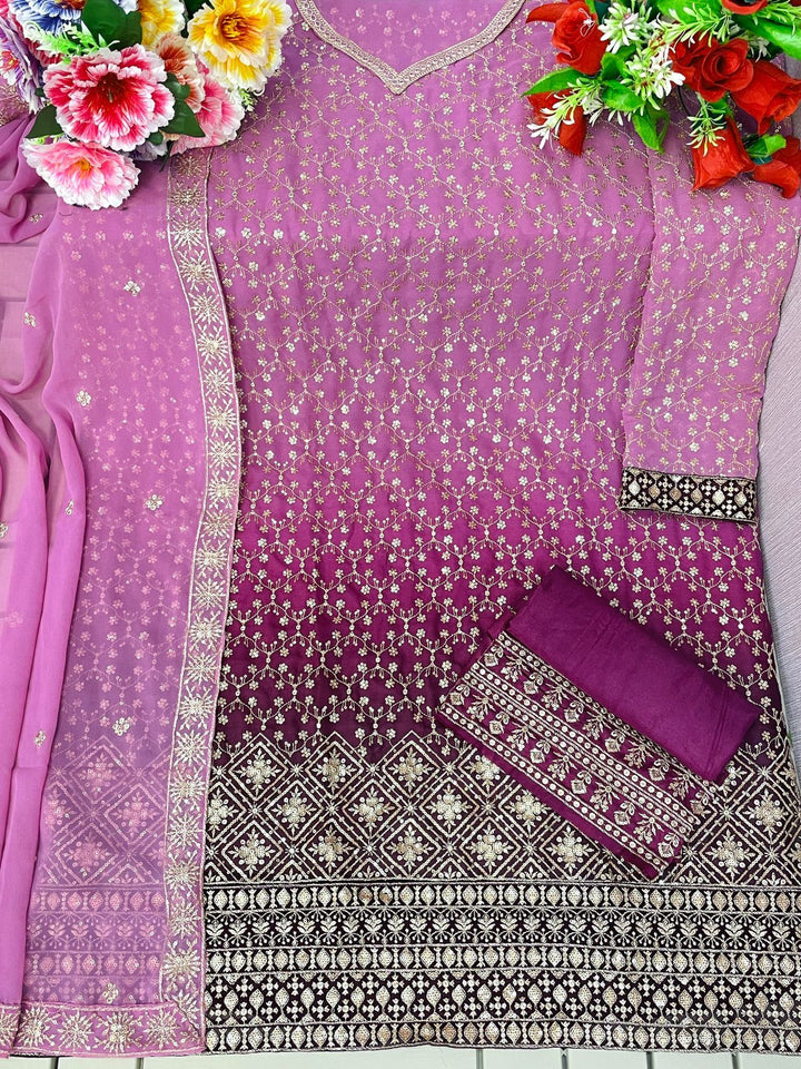 Heavy Soft breathable Georgette With Embroidery Work With Cording