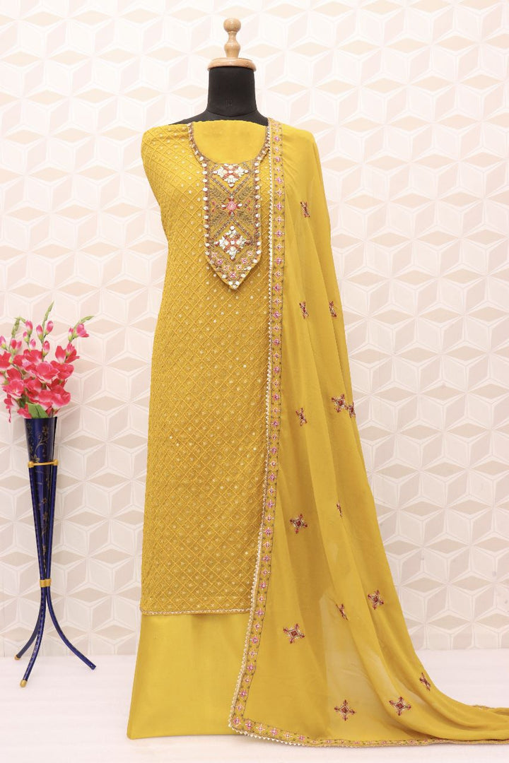 Heavy Soft breathable Georgette with Embroidery 5mm Squence Work