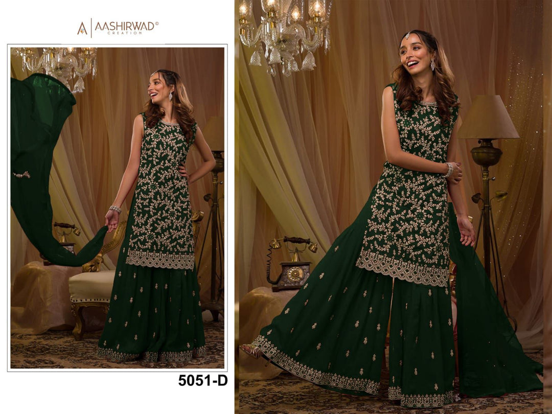 Heavy Blooming Georgette With Embroidery Sequence Work With Stone & Mirror Work&