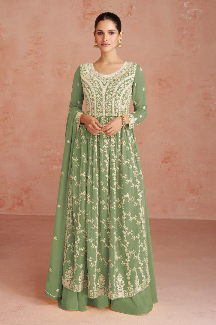 Heavy Soft breathable Georgette With Heavy Embroidery & Sequence Work With less