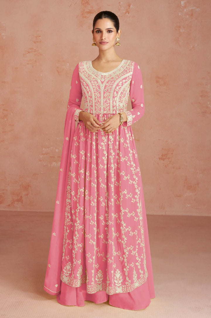 Heavy Soft breathable Georgette With Heavy Embroidery & Sequence Work With less