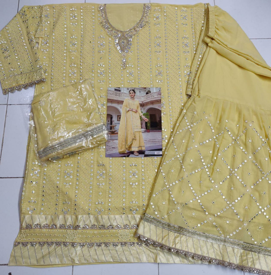 Elegant Heavy Embroidery Kurti sharara