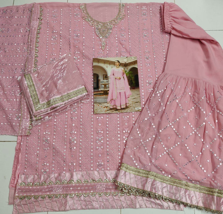 Elegant Heavy Embroidery Kurti sharara