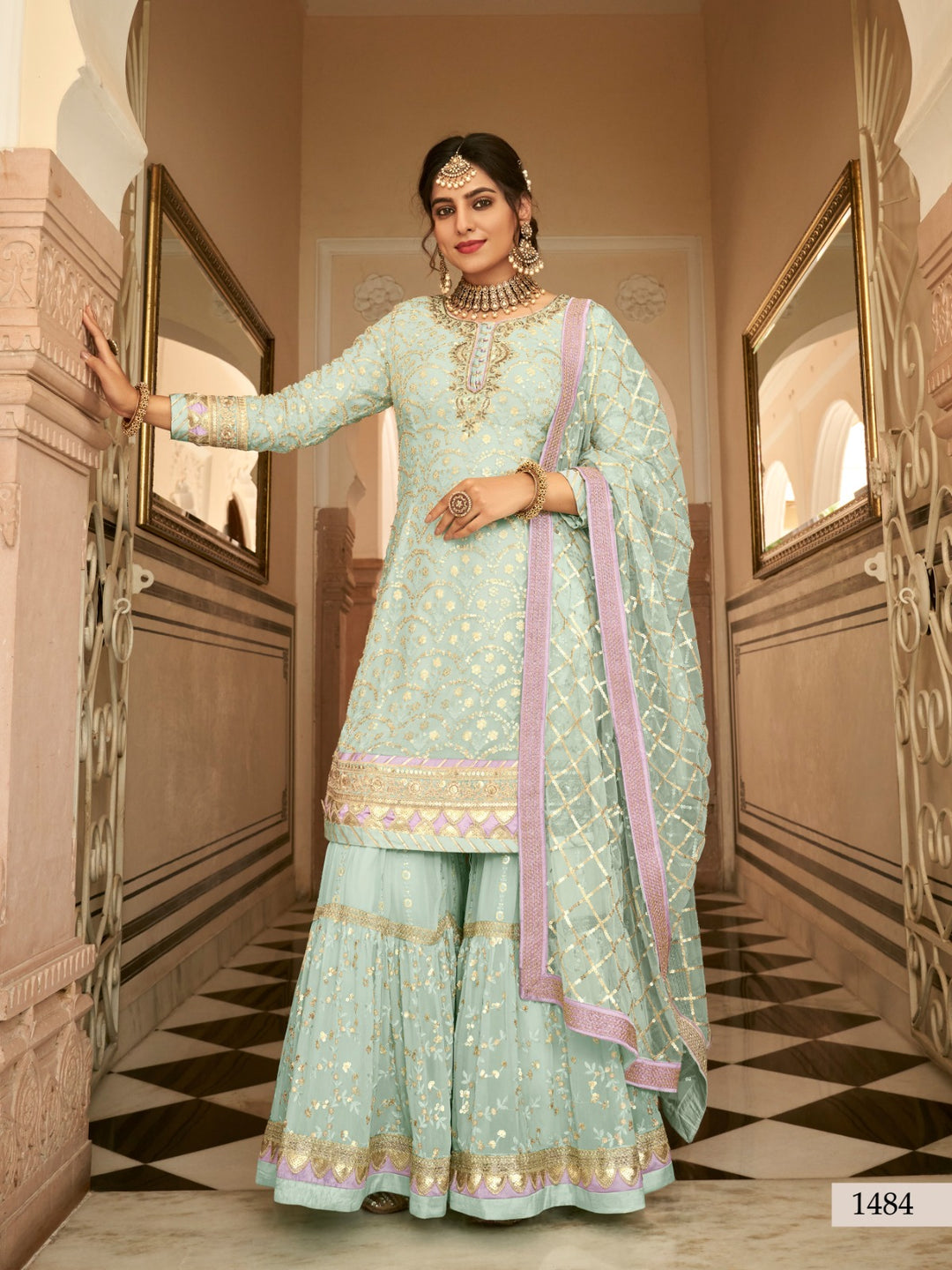 Elegant Heavy Embroidery Kurti sharara